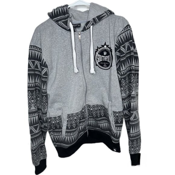 Southpole Y2K Men's Gray Full Zip Hoodie Size M Graphic Print Vintage - Picture 1 of 10